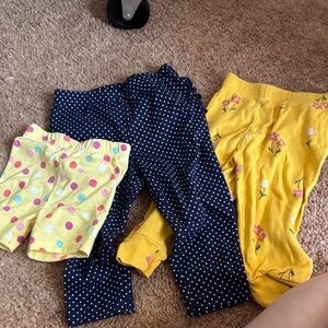 Carter's Girls Yellow Floral, Navy Polka Dot & Yellow Polka Dot Shorts Bundle